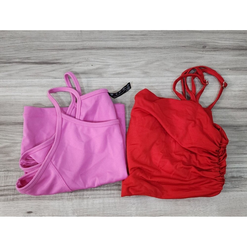 Women's Crop Sleeveless Shirt Pink & Red Size XL